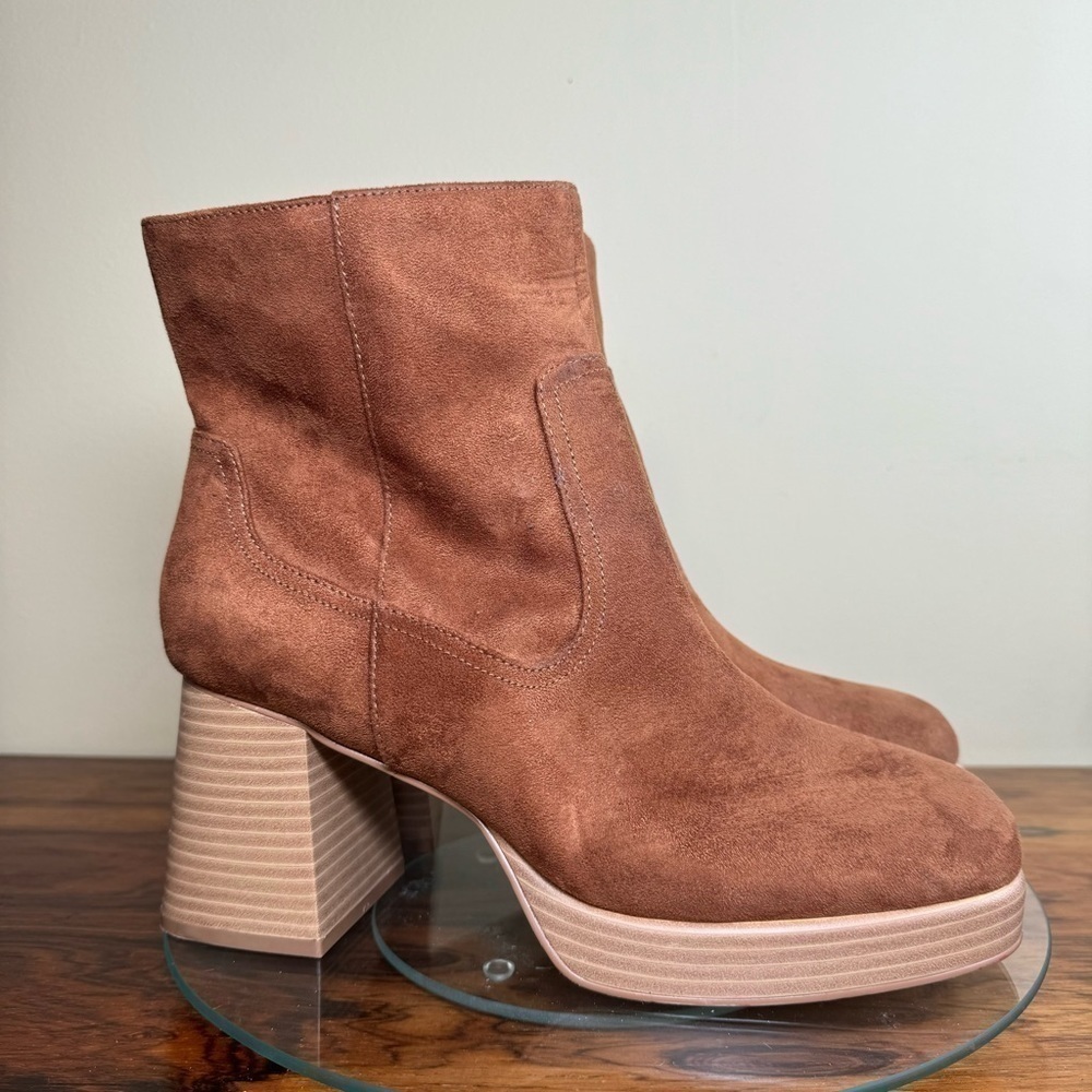 BP Keyla Platform Bootie in Tan Chestnut